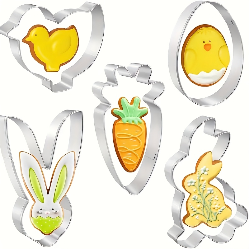 5pcs/set, Stainless Steel Biscuit Mold Set, Easter Themed Series Stainless Steel Biscuit Mold, Baking Tool