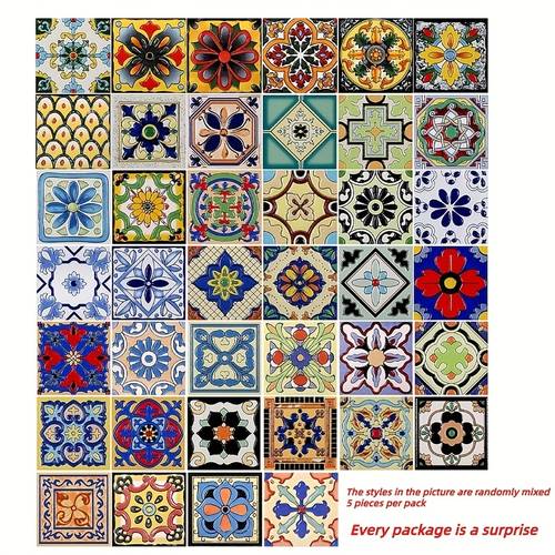 mixed 5pcs 10pcs of 3d floral mosaic tiles with of different mandala pattern square mosaics 3 94 inches 3 94 inches suitable for wall creative decoration