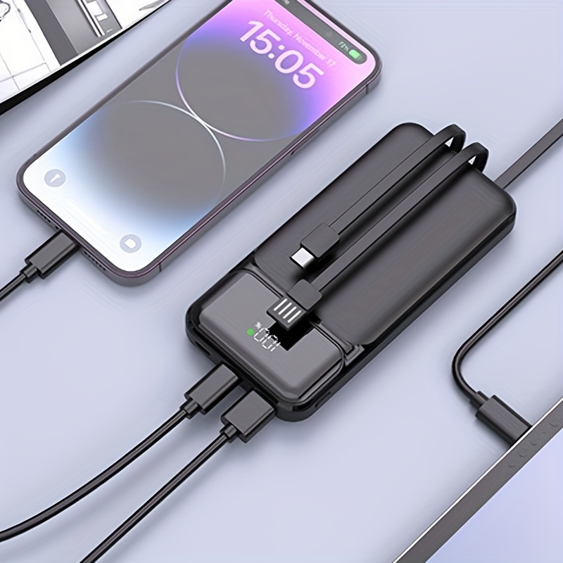 

Powerbank 10000mah Dual & 22.5w/20w Portable Power Bank For Smart Phone Built In 3 Cables