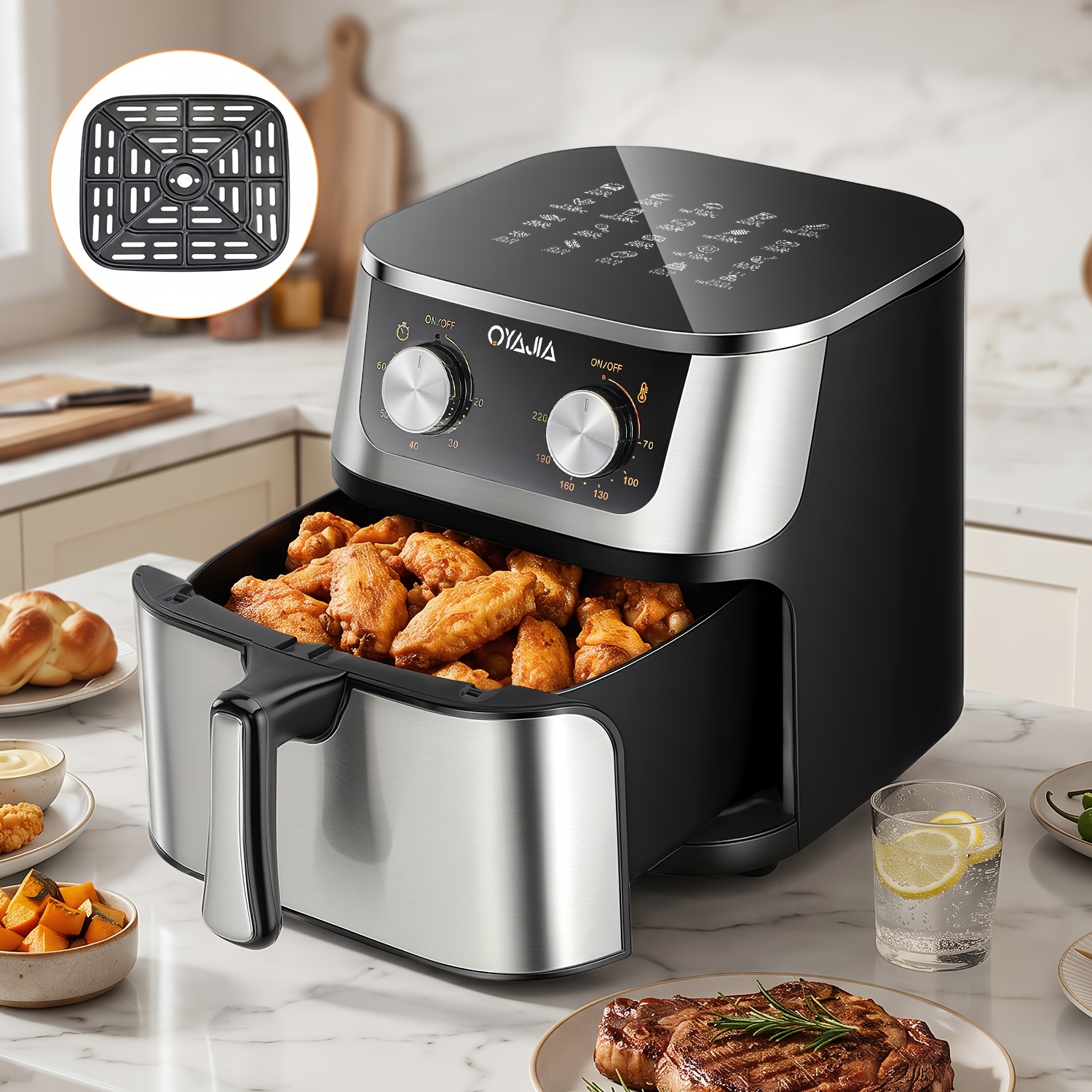11l Air Fryer With 20 Menu Options, Adjustable Timer And Temperature Control 180-400 Degrees F, Dishwasher-safe Nonstick Fry Basket