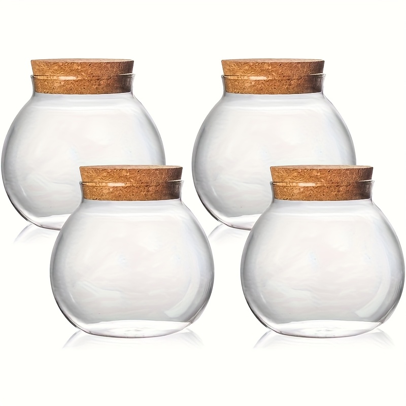 Image of 500ml Transparent Glass Storage Jar, A Round Modern Decorative Small Container Jar, Used For Coffee, Spices, Candies, Salt, , Seasonings, Pepper, Sugar