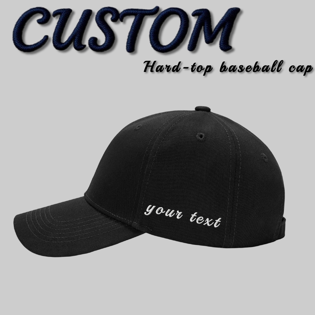 Custom Baseball Cap, Personalized Text Adjustable Hat