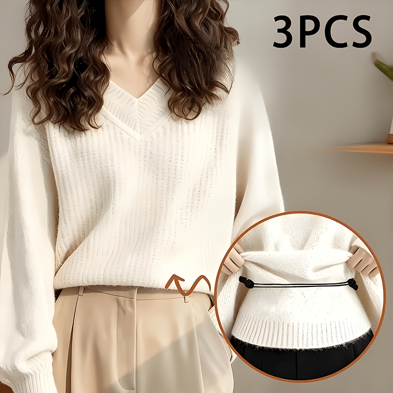 TEMU Lot de 3 ceintures réglables à cordon de serrage avec boucles - Serre-ourlet invisible, raccourcisseur de pull et ceinture pour sweat à capuche