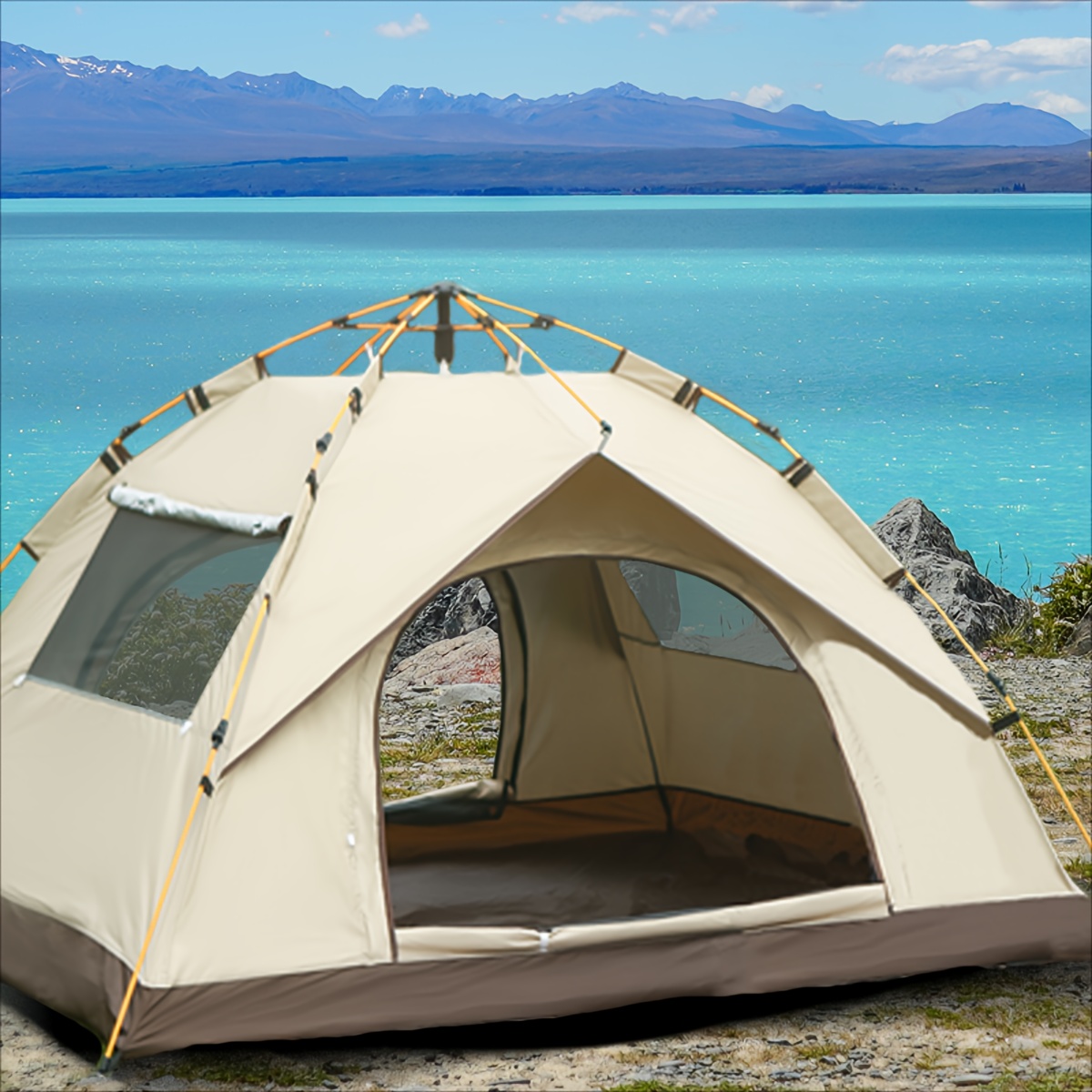 Quick-Deploy 4-Person Tent - Waterproof & UV Protection, Perfect for Camping, Fishing, Hiking & Hunting