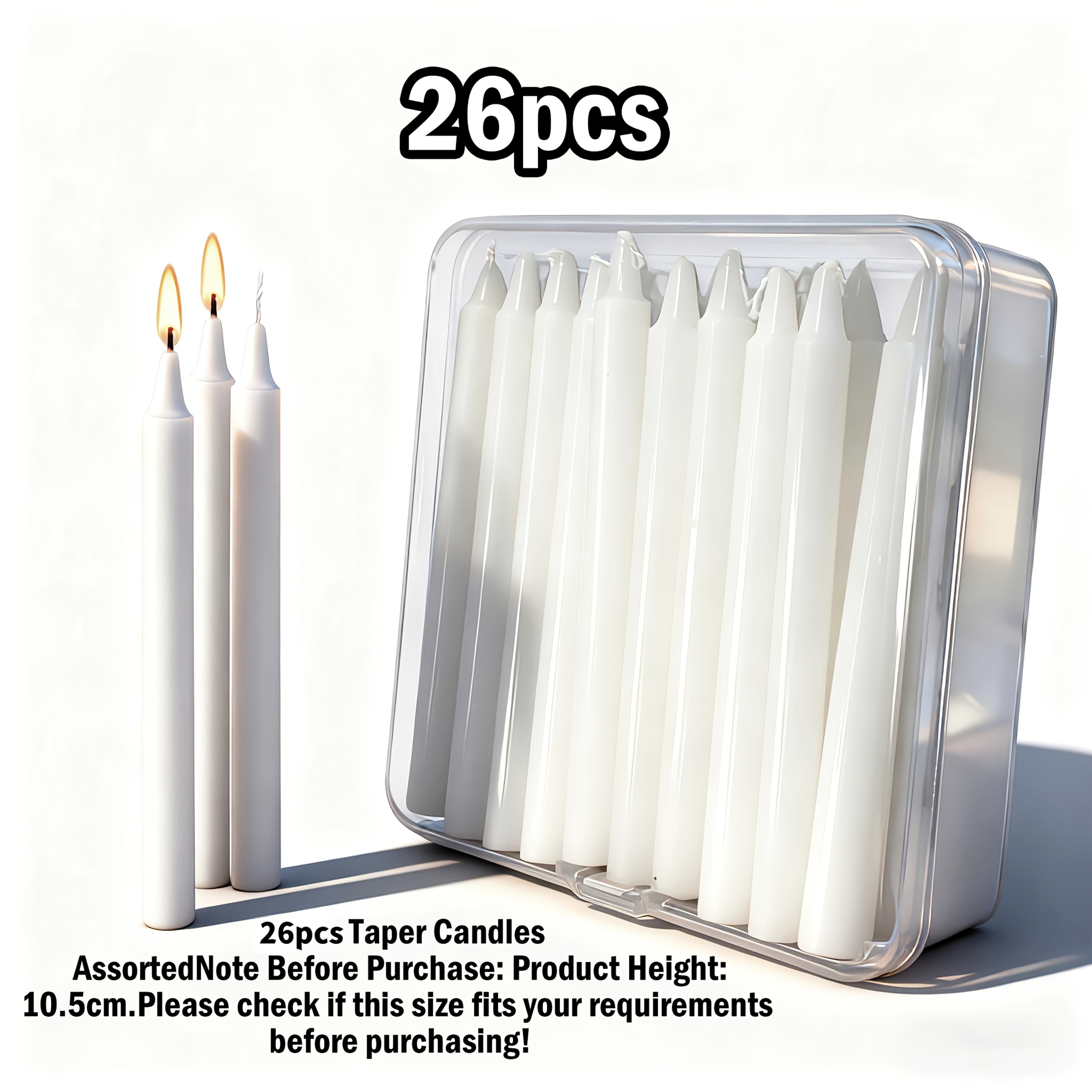 Image of 10.5cm White Taper Candles Multipurpose For Church Home Wedding Party Seasonal Celebrations Emergency& Home Decor