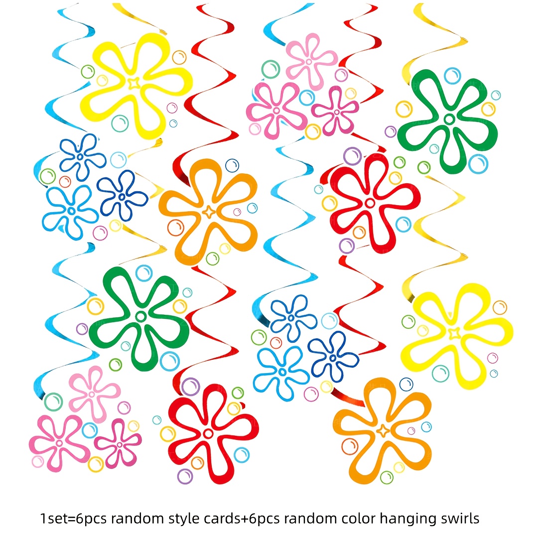 TEMU 1set, Random Color Random Style Jellyfish Flowers Hanging Swirls Ocean Theme Yellow Party Decorations Hanging Decor Under The Sea Party
