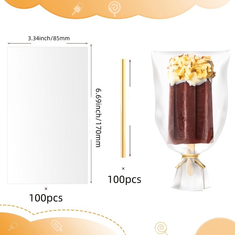 50pcs Of 100pcs/200pcs Transparent Plastic Popsicle Bags, Durable Snack Bags, Ideal For Making Ice Cream And Candy, Parties And Gifts, (6.7 X 3.3 Inches)