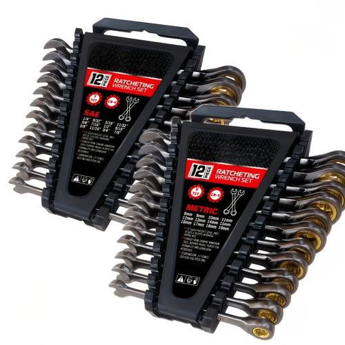12 24pcs tool set ratcheting wrench master set sae wrench set ratchet wrench set metric and standard combination wrench sets black coated cr v