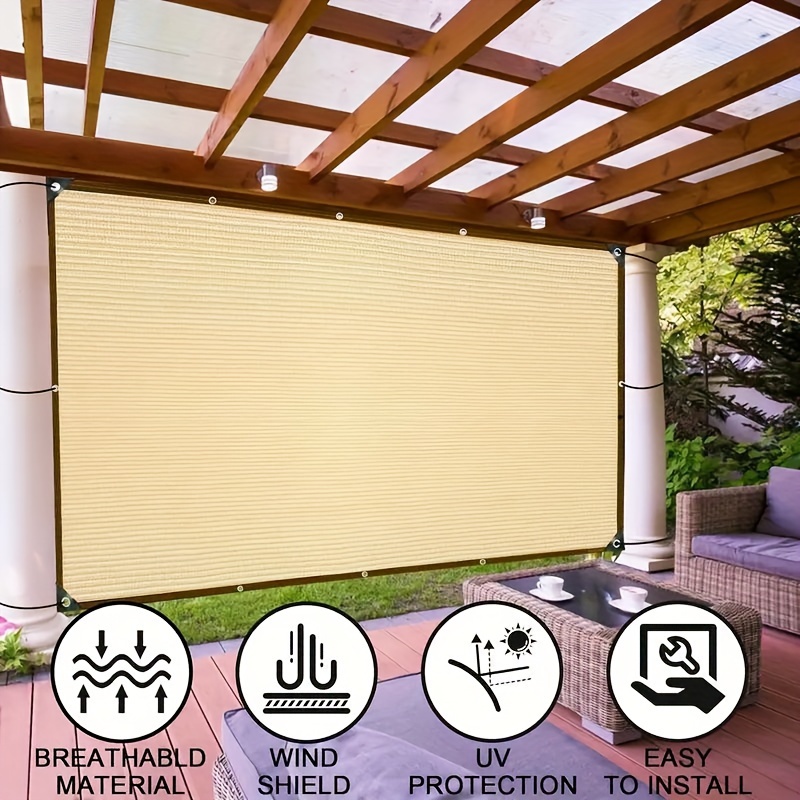 E-shop Großflächiges Sonnenschutznetz für Terrasse Schwimmbad im Freien, mehrere Größen 2x3/3x3/2x5m, hochdicht, beige, atmungsaktives