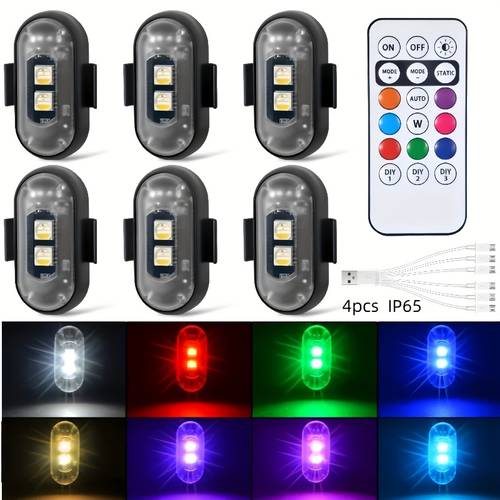 2 4 6pcsled decorative lights usb charged mood lights rgb neon lights ip65 with remote control multi purpose decorative lights campervan interior lights festive decorative lights recommended as a gift 6 4 2pcs