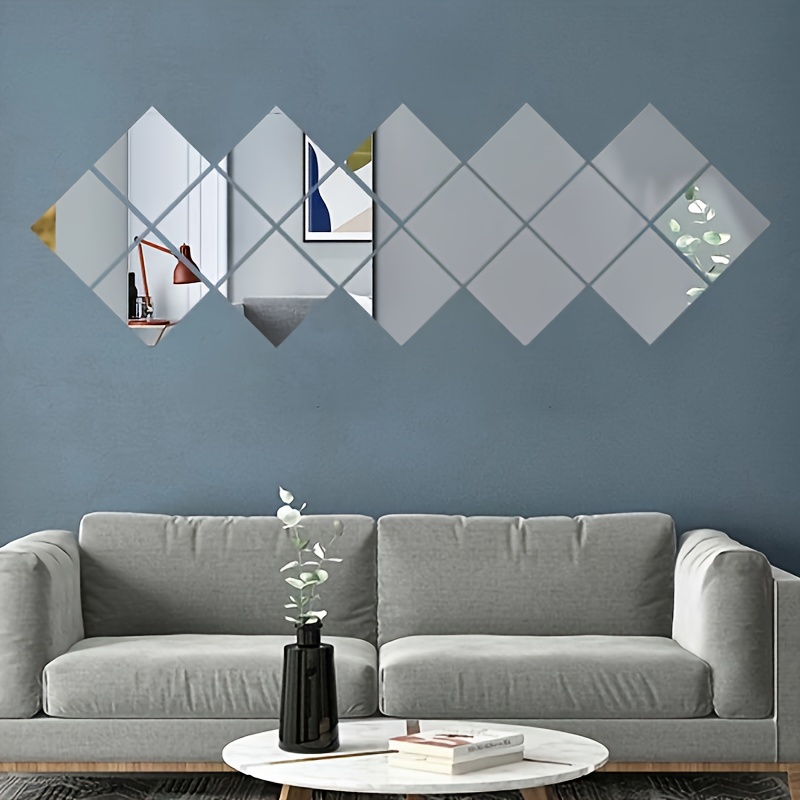 3d Acrylic Mirror Wall Sticker Rhombus Self Adhesive Wall - Temu