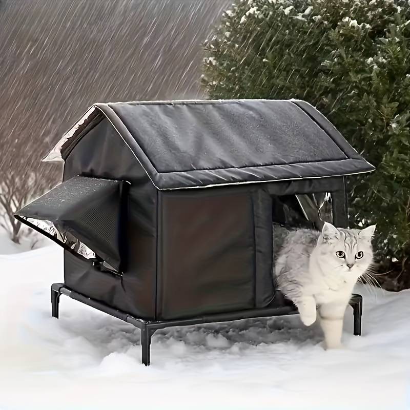 Niche Pour Chat En Forme De Bonhomme De Neige - 38x40 Cm - Tapis Lavable Inclus - Abri Chaud Pour Intérieur/Extérieur, Voiture, Canapé