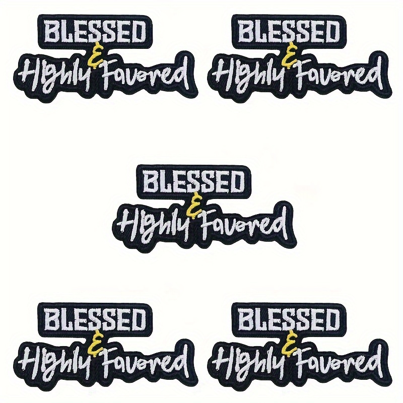 

5pcs "blessed & " Embroidered Patches With Dollar - Iron-on/sew-on Decorative Appliques For Clothes, Shoes, Hats, Bags - Stylish Diy Fabric Stickers, Customization|stylish Patch| Appliques