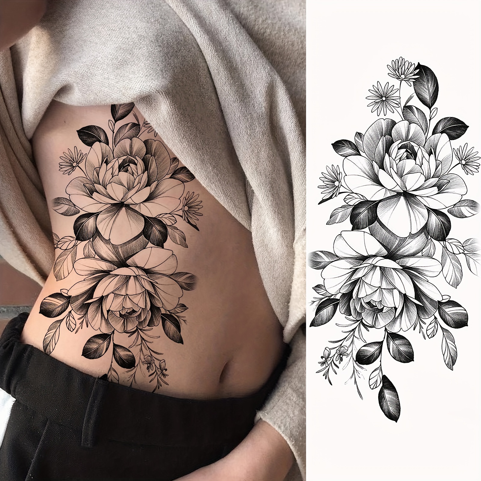 🔥手臂纹身贴天花板！黑白玫瑰+黑曼巴蛇纹身贴推荐，防水持久还能凹造型！_身体彩妆_淘宝美妆网, image size:1600x1600