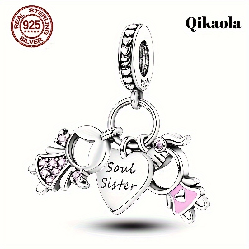 

925 Sterling Silver, I Love Sisters, Girls, Best Friend Beads, Women's Fashion Hanger Suitable For Original Bracelet Diy Women's Jewelry Birthday Engagement Gift 2024 New Silver Weight 3g