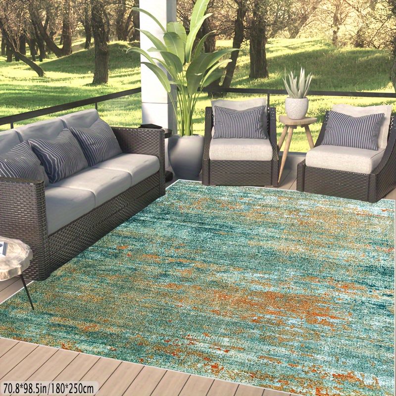 

Ultra-soft Crystal Velvet Outdoor Rug - 800g/sqm, 6mm Thick, Non-slip & Absorbent, Perfect For Patio, Garden, And Home Decor - Modern Abstract Green & Orange Design