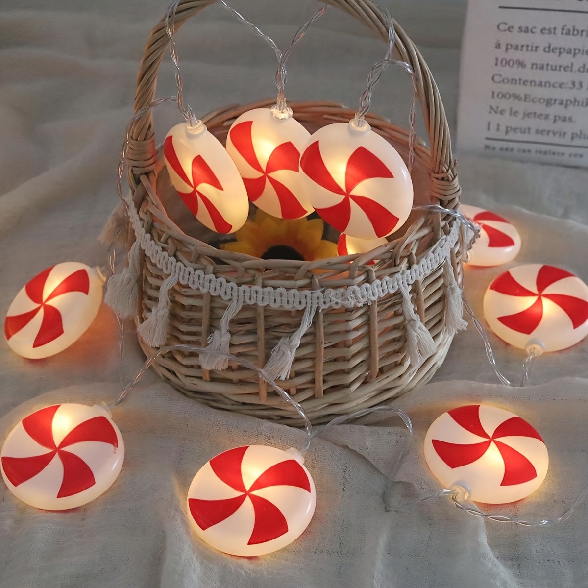 

Led Windmill Candy String Lights - Red & White Lollipop Design, Battery-powered Festive Decorative Atmosphere Lighting