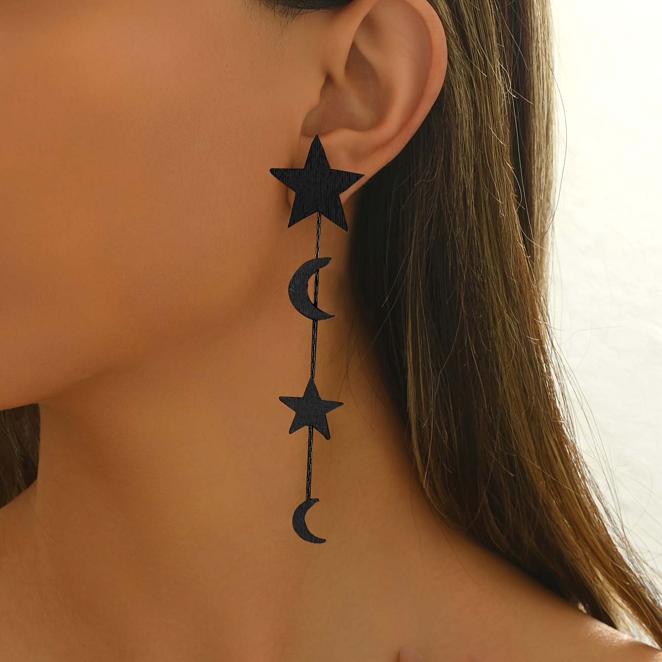 Middle Eastern Ramadan Women's Geometric Star Moon Tassel Earrings