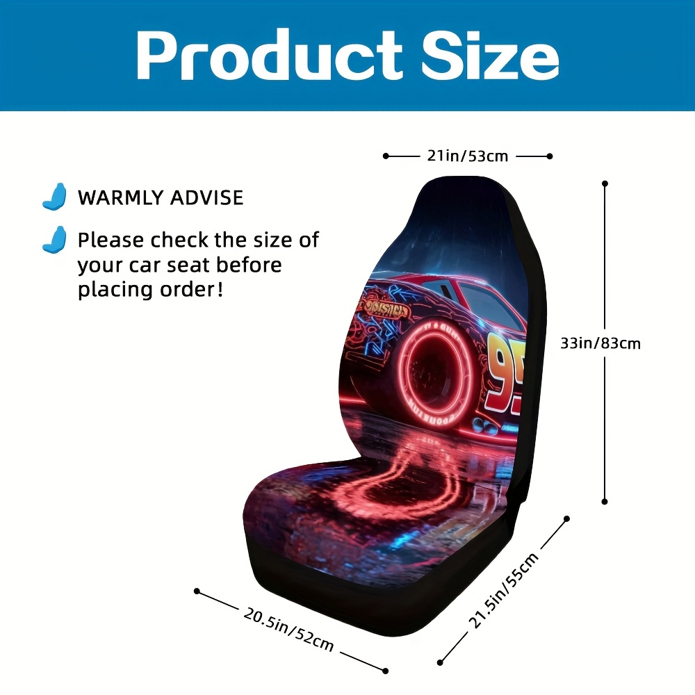 TEMU Set Of 2, Featuring Car-themed Seat Covers That Are Sturdy And Easy To Put On, Most Front Seats, Perfect For Daily Commutes And