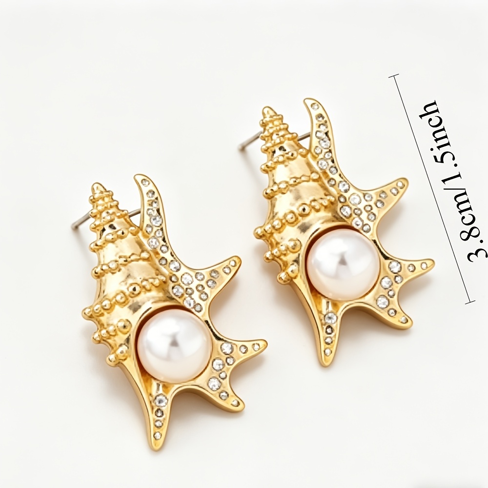 Ocean-Inspired Conch Shell Stud Earrings