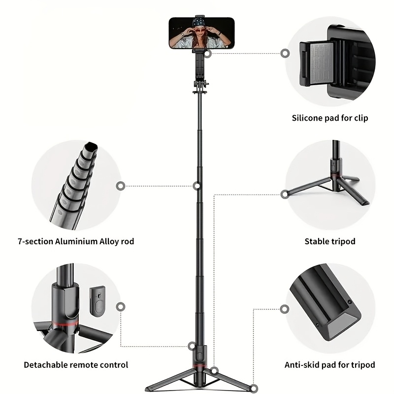 40-inch Extendable Phone Selfie Stick, Professional Floor Stand Designed for Live Streaming with Wireless Remote Control Smartphone Tripod, 360° Rotatable, Stable Anti-Shake Handheld Monopod Perfect for Travel and Outdoor Vlogging and Broadcasting, Suitable for iPhone/Android Smartphones