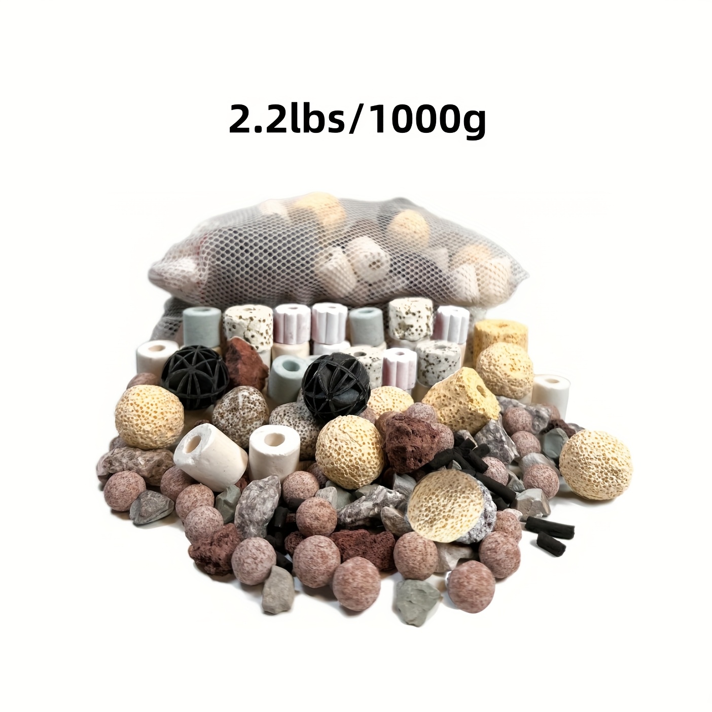 Image of Filter Media - Bio Balls Ceramic Rings Set With Mesh Bag For Aquarium, Pond And Fish Tank Filters, Suitable For Canister And Internal Filters