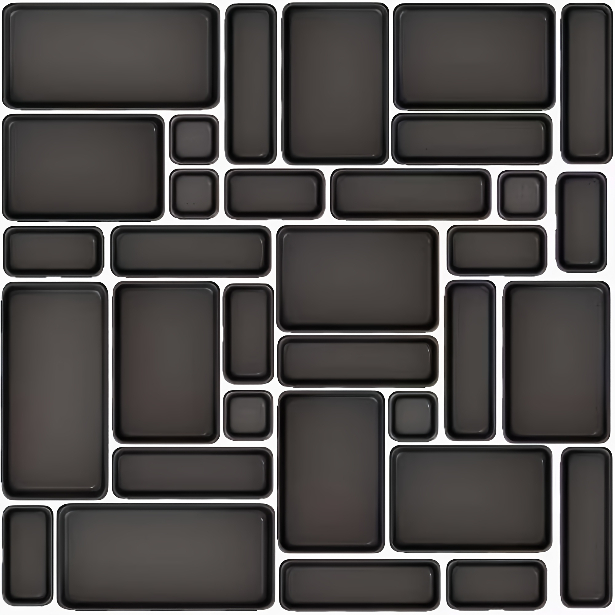 TEMU 34pcs Black Storage Tray Set For Organizing Desk Drawers, Perfect For Cosmetics And Miscellaneous Items. Ideal For Use On Dressers, Under Beds,