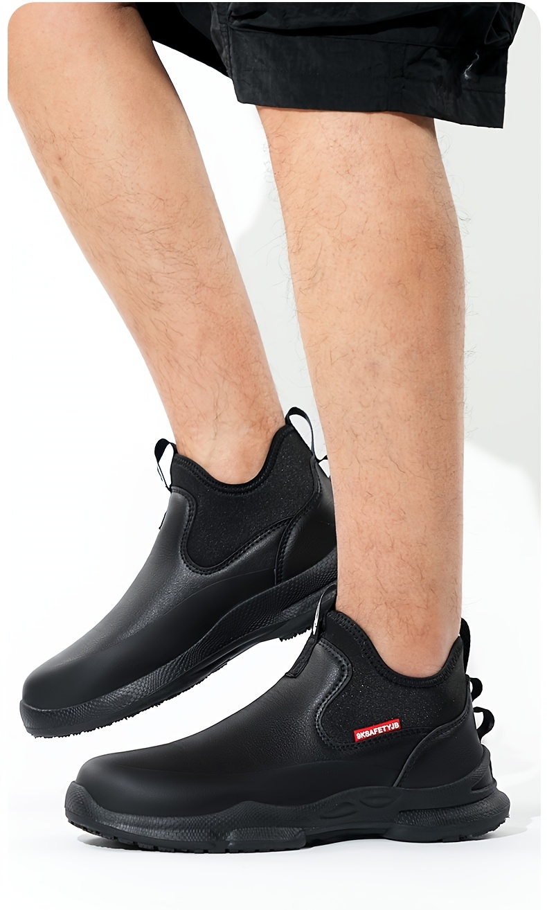 mens slip on chef shoes anti slip durable rubber sole ultra thick   traction   calf ankle support fabric lined   for kitchen outdoor commuting solid   kitchen shoes Product details 14