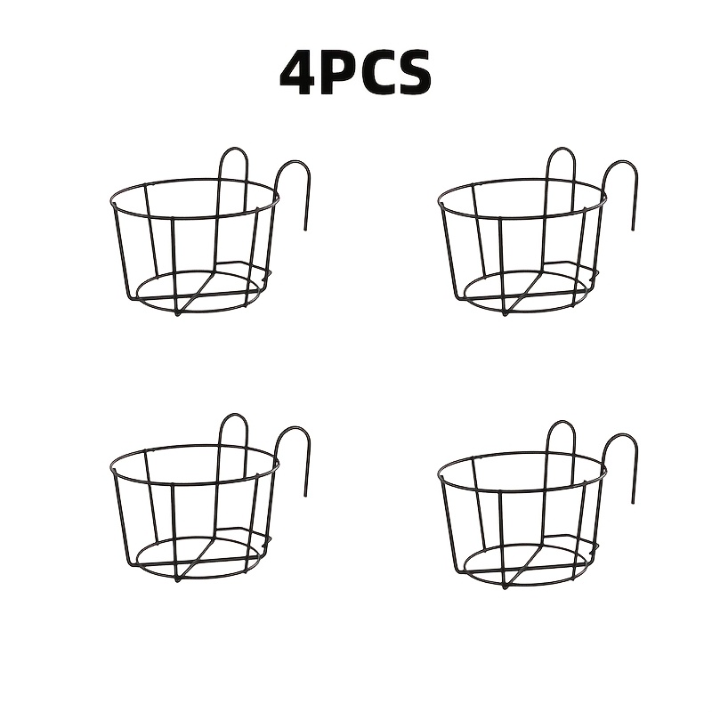 Image of 4 Sets Of Balcony Metal Flowerpot Racks, Hanging Terrace Railings, Storage Iron Shelves, Succulent , Potted Plants, Wall Mounted Flowerpot Racks, Hanging Spring Products