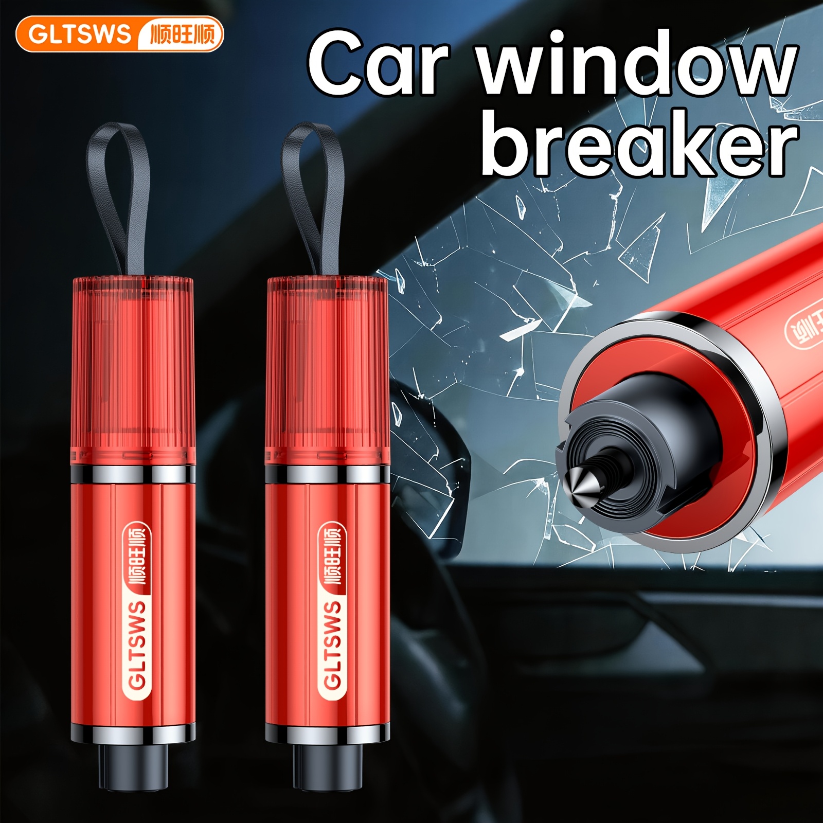 Image of 2pcs Multifunctional Car Emergency Escape Tool, Portable Window Breaker Safety Hammer With Seat Belt Cutter, Spring Survival Tool For Vehicle Accident & Home Backup