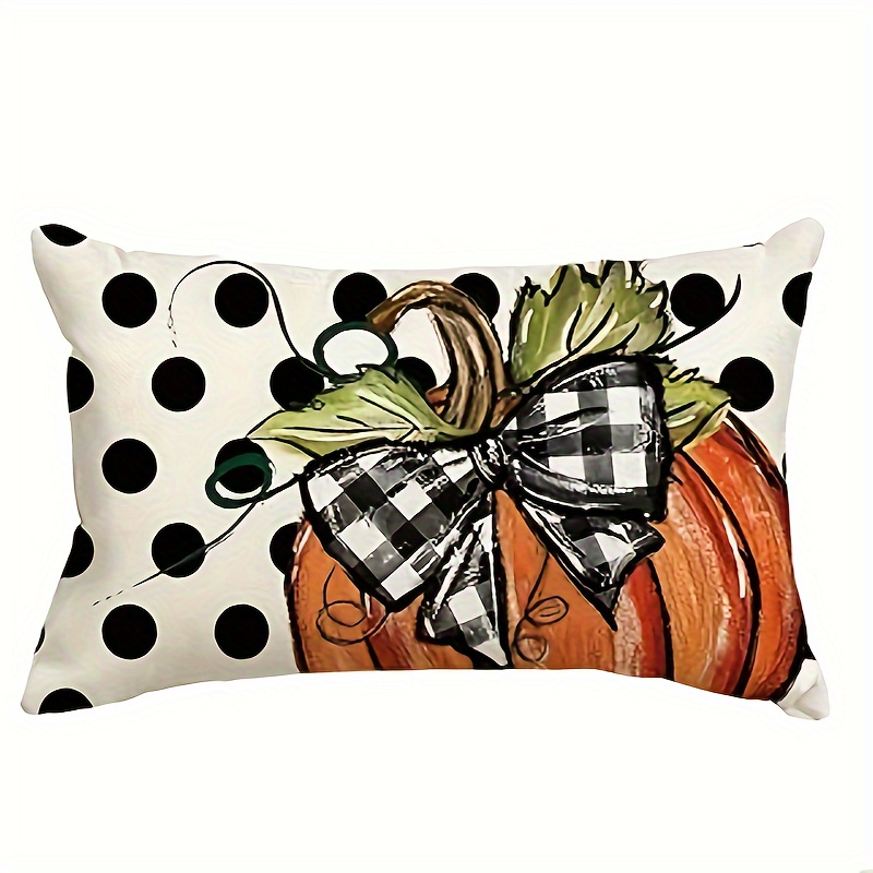 

Sm:)e Fall Polka Dot Pumpkin Throw Pillow Cover 12x20 Inch, Seasonal Autumn Thanksgiving Harvest Decoration For Home Sofa Couch
