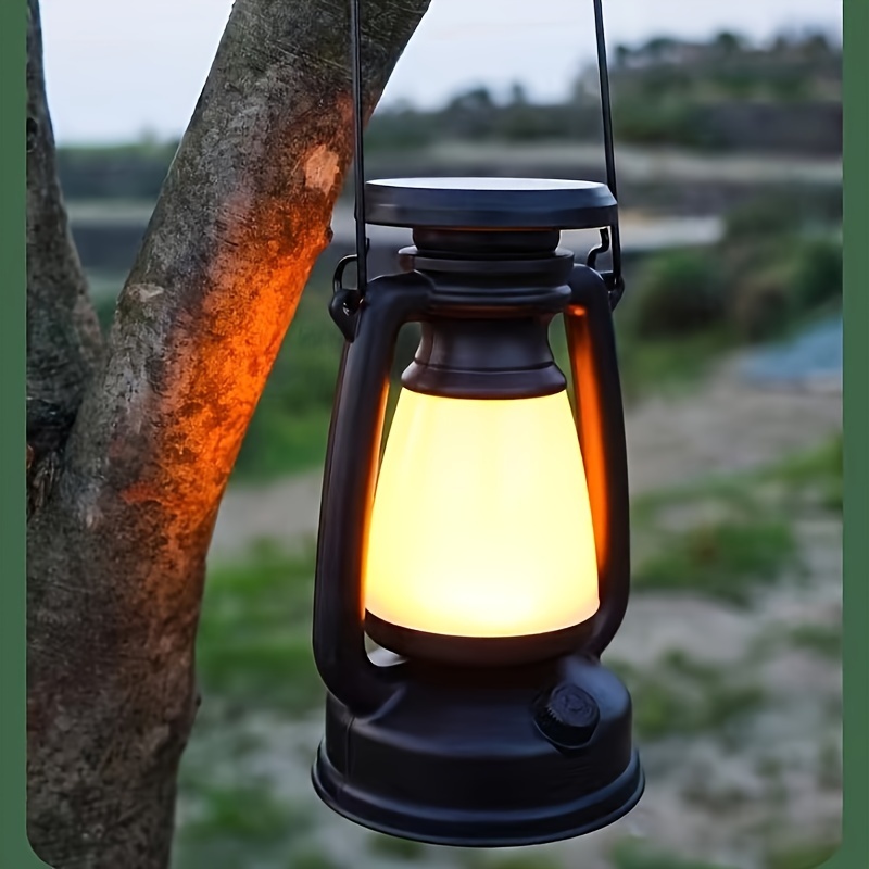 TEMU Portable Camping Light Solar Energy, Suitable For Outdoor Use, Of Vintage Kerosene Lamps.