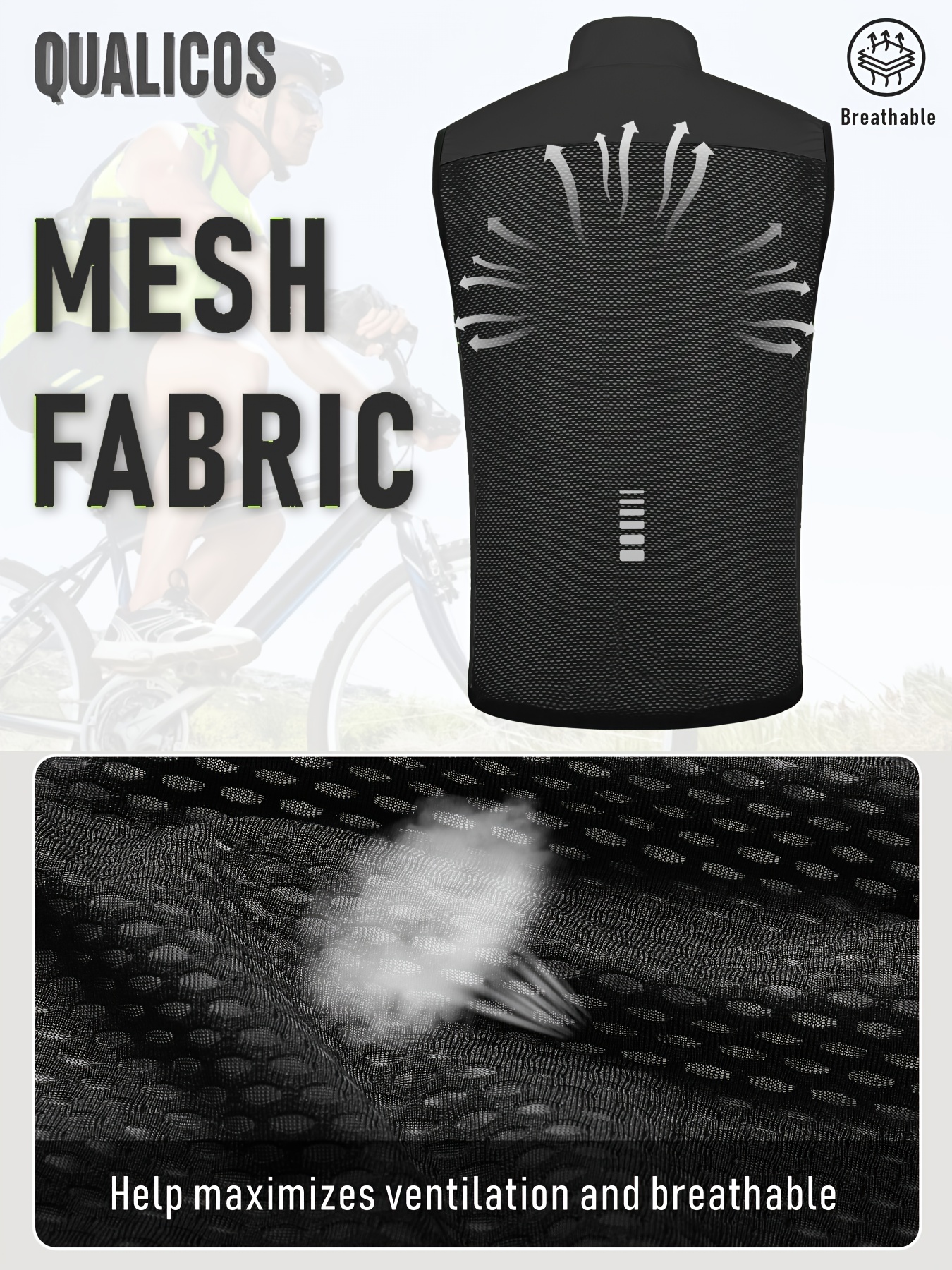 Gilet Ciclismo WOSAWE Uomo - Rete Traspirante, Antivento, Riflettente Per Primavera/estate - Foto 9