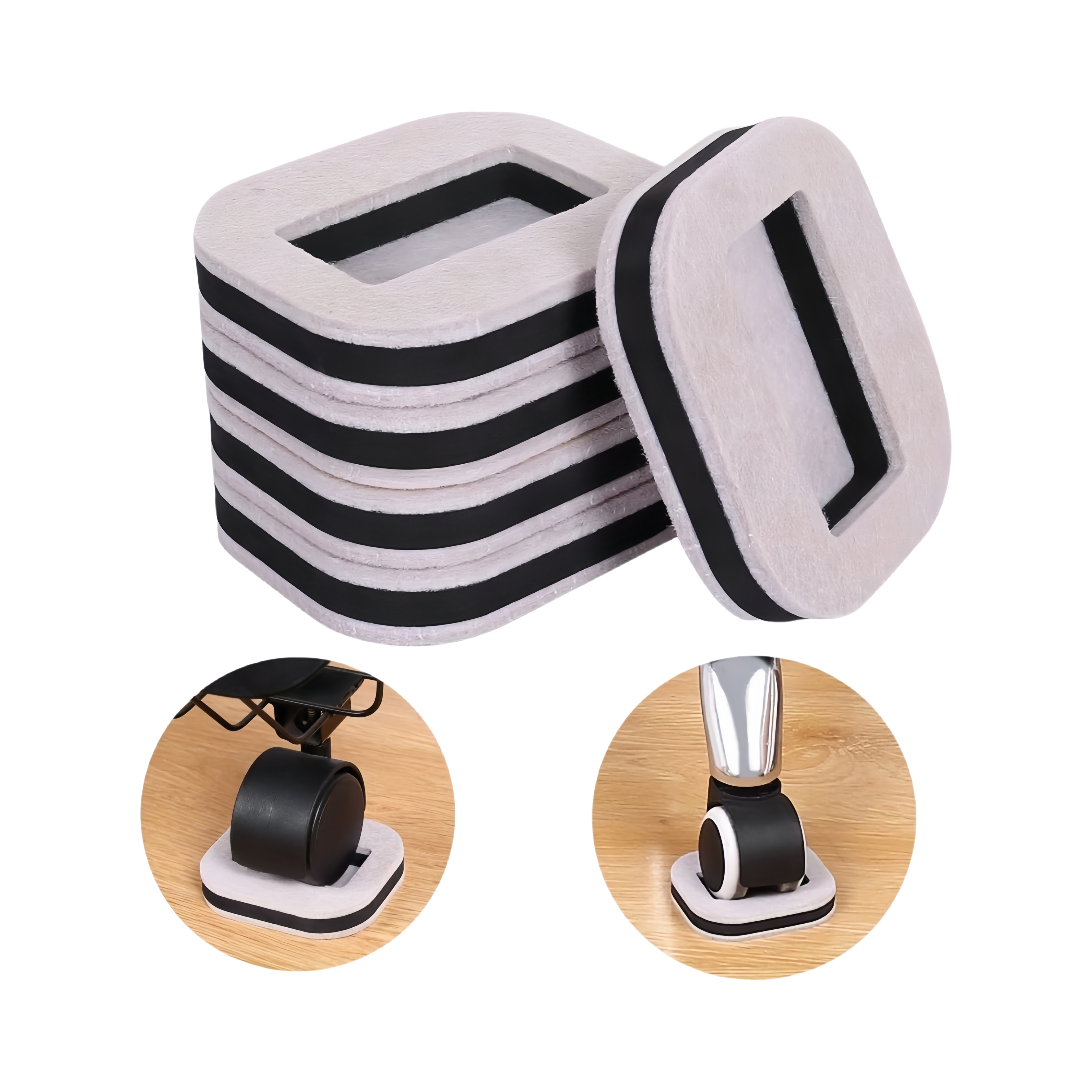 

4pcs Premium Felt Furniture Coasters - Slide-resistant Caster Cups For Beds & Chairs, From Scratches, Office Chair, Wheel Stoppers, Pads