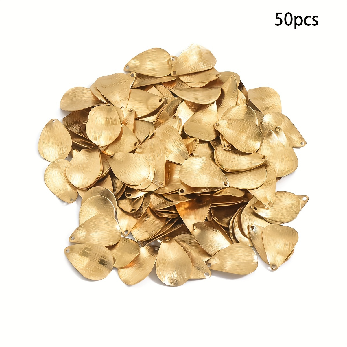 20pcs/50pcs Primitive Brass Bracelet Necklace Making Accessories Single Hole Geometric Curved Surface Brushed Water Drop Pendant