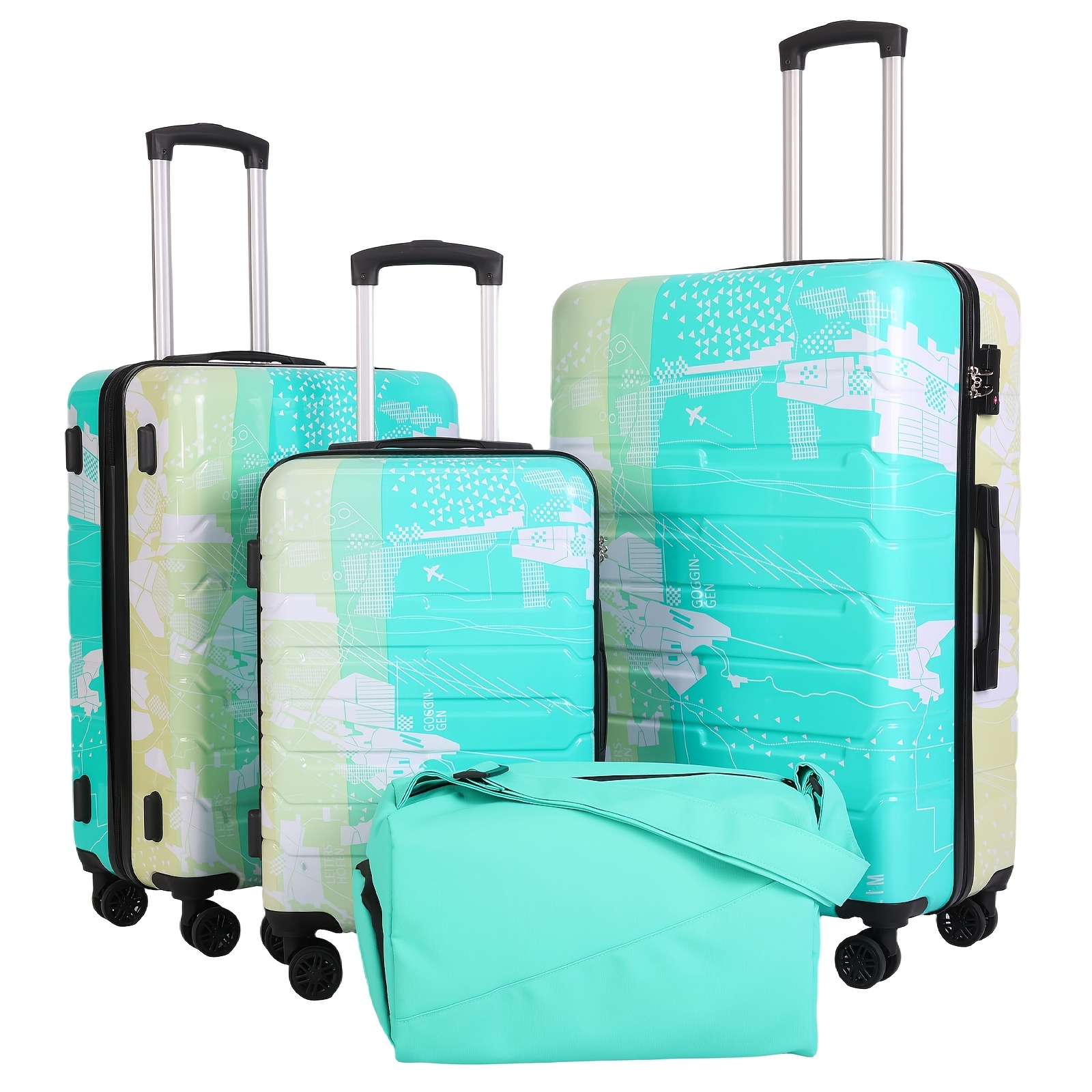 Image of 4pcs/fashionable Hard Shell Luggage Set With Universal Wheels, Durable Lightweight Suitcase With Tsa Combination Lock, Suitable For Travel (shoulder Bag 20 Inch 24 Inch 28 Inch)