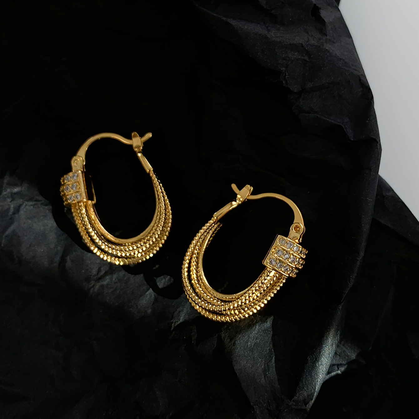 TEMU 1 Par de Aretes Vintage de Aro Trenzado Multicapa para Mujer, Diseño Elegante de Lujo y Único, Aretes Delicados para Uso Diario, Fiestas y