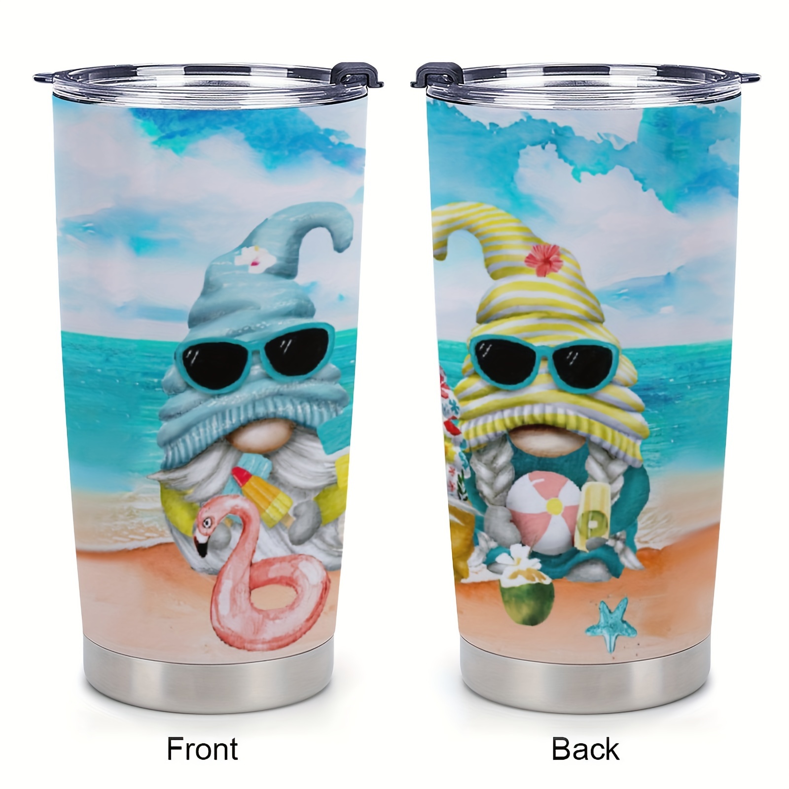 

1pc 20 Oz Beach Midget Gift, Gift For My Friend, Loved Ones, Co-workers, Beach Vacation Mug, Stainless Steel Double-insulated Coffee Mug With Lid