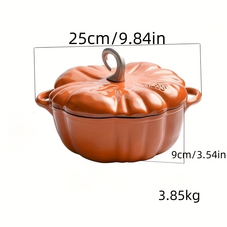 pumpkin shaped enamel cooking pot multifunctional soup stew pan for kitchen and restaurant use details 5