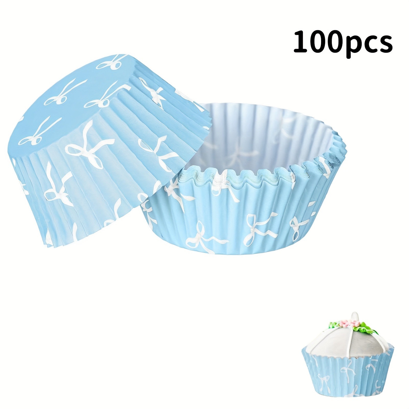 Image of 50/100/200/300pcs Oil-proof Cupcake Liners, Print Design, Baking Paper, Standard Size Suitable For Cakes, Perfect For Christmas, Birthday, Wedding, And Party Desserts