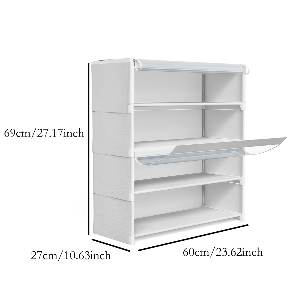 Image of Large 4-tier Heavy-duty Shoe Cabinet Suitable For Entryway Storage, Freestanding Cabinet With Spacious Shelves, Plastic & Polypropylene Back Panel, Assembly Modern Shoe For Hallway, Doorway, (no Wood)