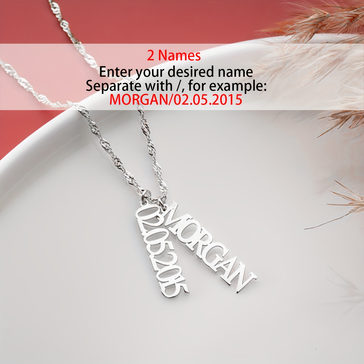Personalized Vertical Name Necklace with Water Ripple Chain