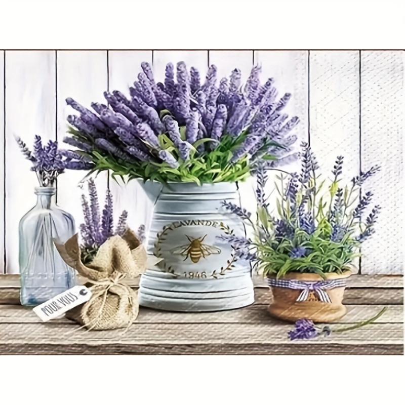 

Lavender Bliss 5d Diy Diamond Painting Kit - Full Drill Round Rhinestone Art, Frameless Floral Embroidery Cross Stitch For Wall Decor & Unique Gift