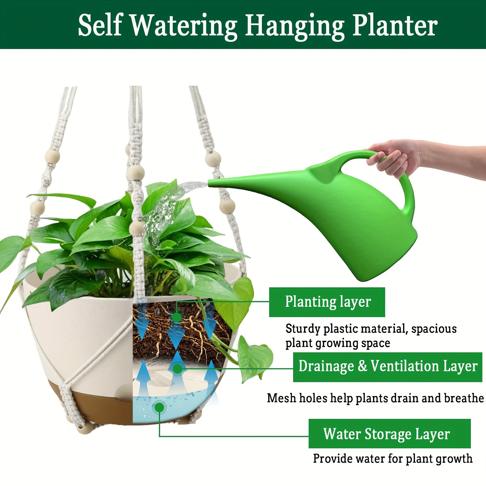 3 pack indoor outdoor hanging baskets hanging planter self - Temu