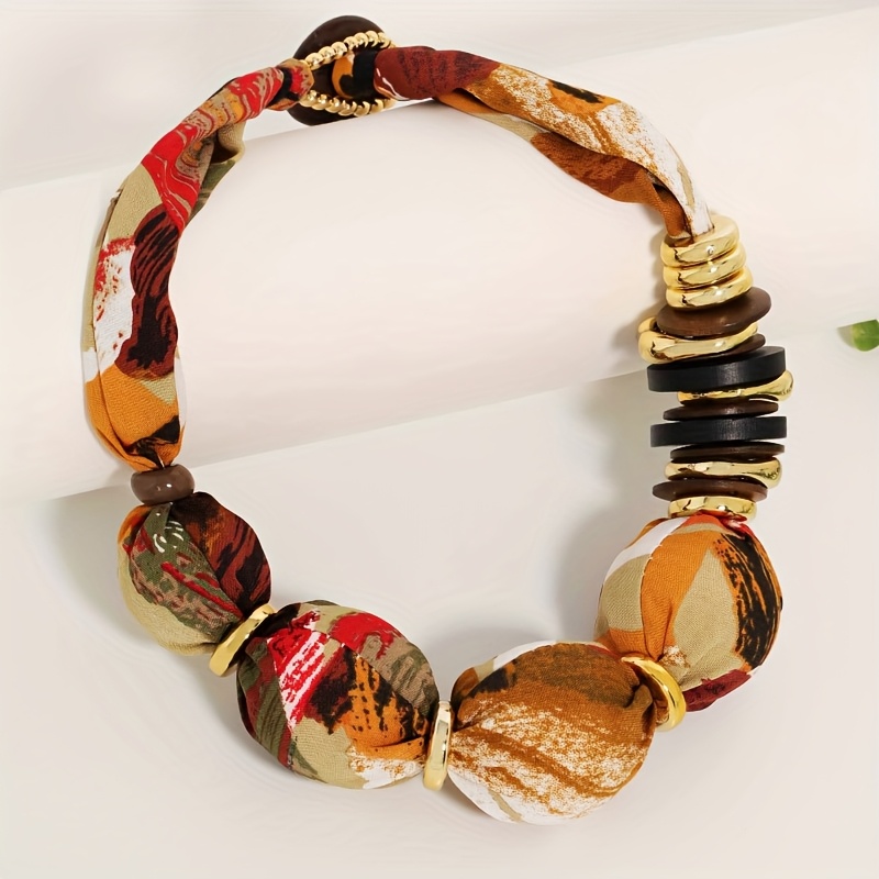 TEMU 1 pz Collana Retro con Perline in Fibra di