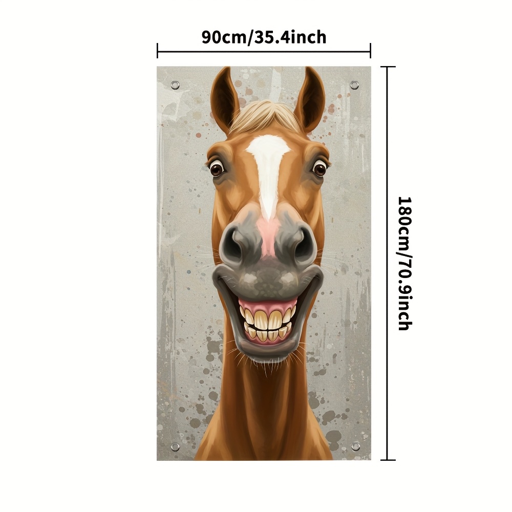 TEMU 1pc, Humorous Horse Face Party Banner Door Curtain Made Of Durable Polyester, Suitable For Weddings, Birthdays, And Festivals, Used In The