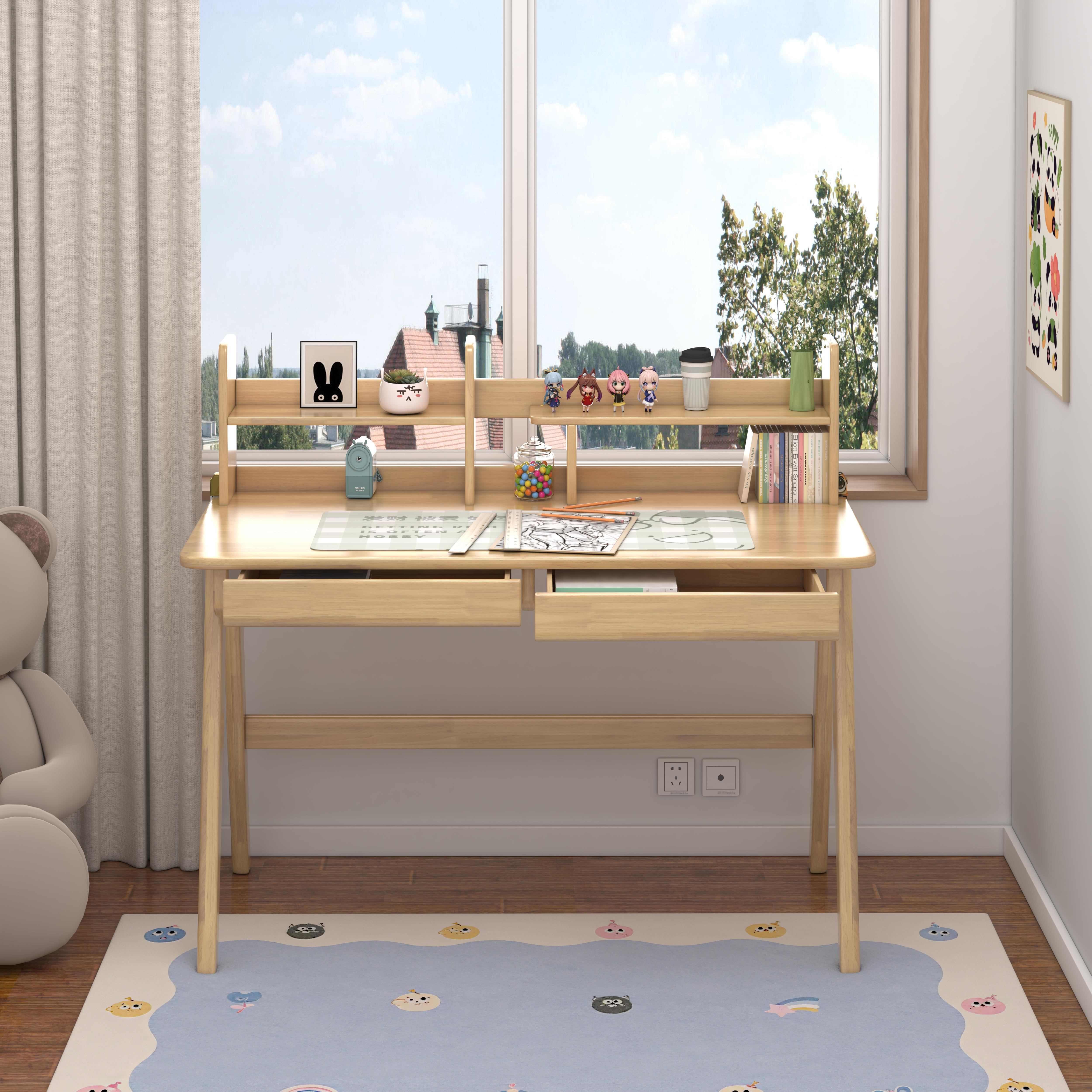 Newly Upgraded Solid Wood Desk And Cabinet Set. The Desk Features Built-in Storage Cabinets, Perfect for Teenagers, Office Workers, And More. Can Serve As A Study Desk, Computer Desk, Or Vanity Table. Available In 3 Color Options.