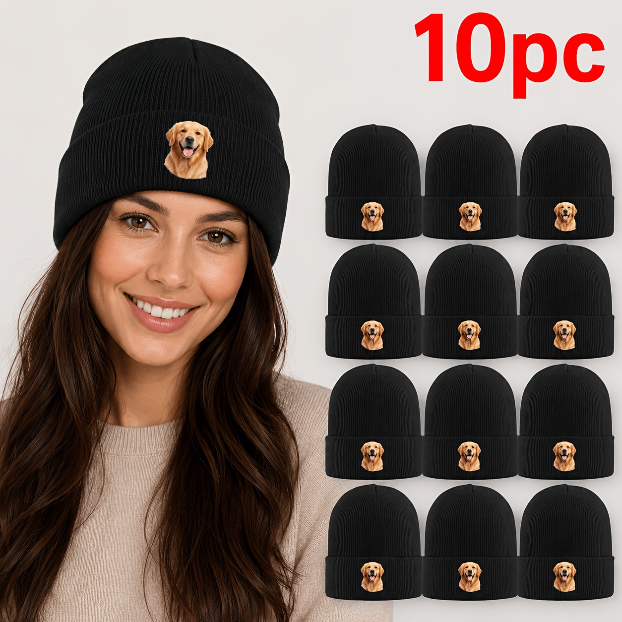 TEMU Lot de 10 bonnets avec logo personnalisé, personnalisée, créez votre bonnet cadeau pour homme et femme pour les fêtes et occasions spéciales,