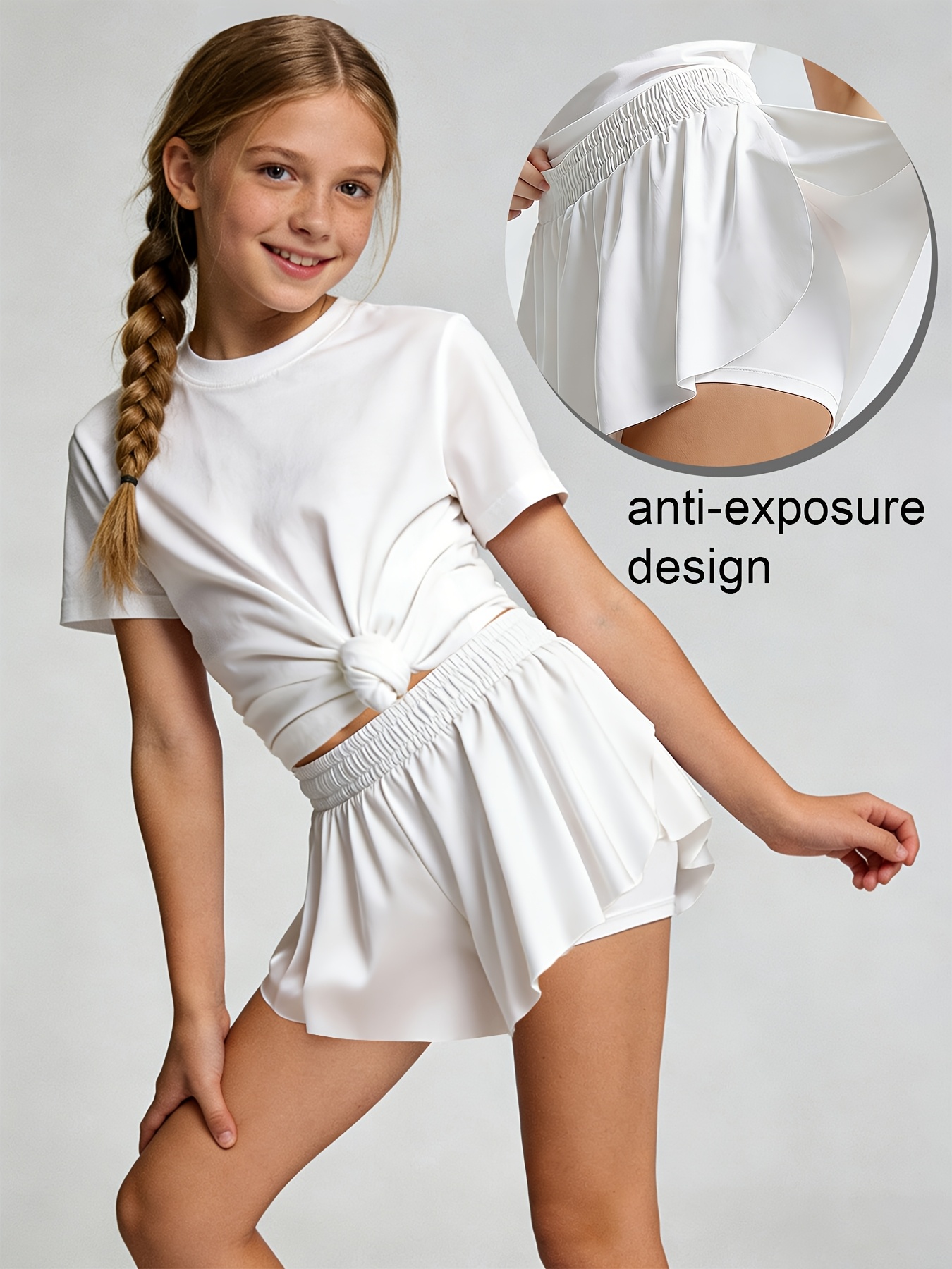 medium to large girls   sports shorts 1pc   exercise   two piece shorts anti   high stretch high waist cool breathable riding shorts side slit yoga pants casual leisure versatile fashion tennis shorts quick dry  