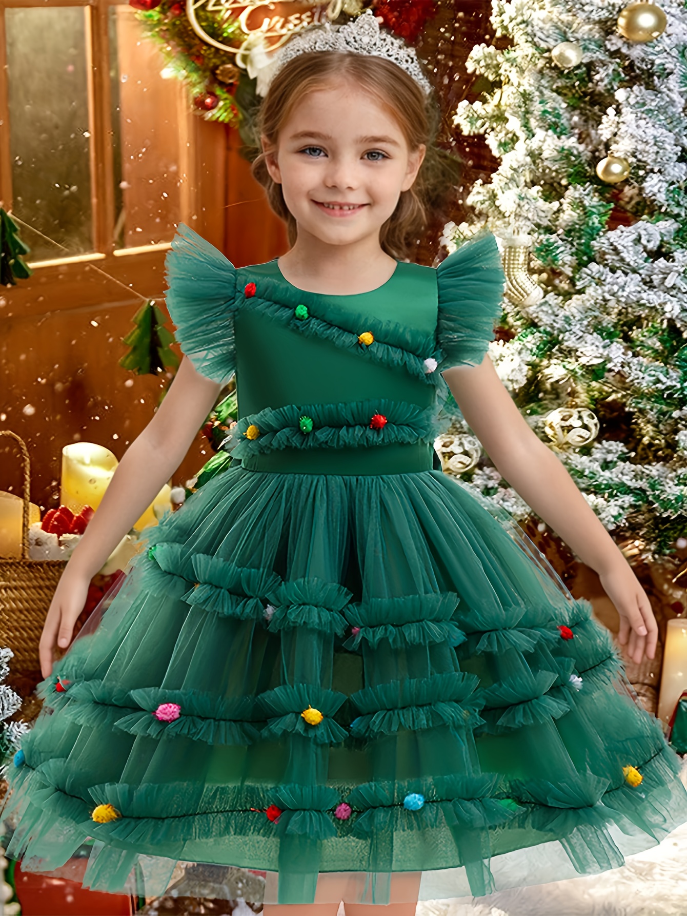 white christmas dresses Christmas Girl Sequin Dress main image 1
